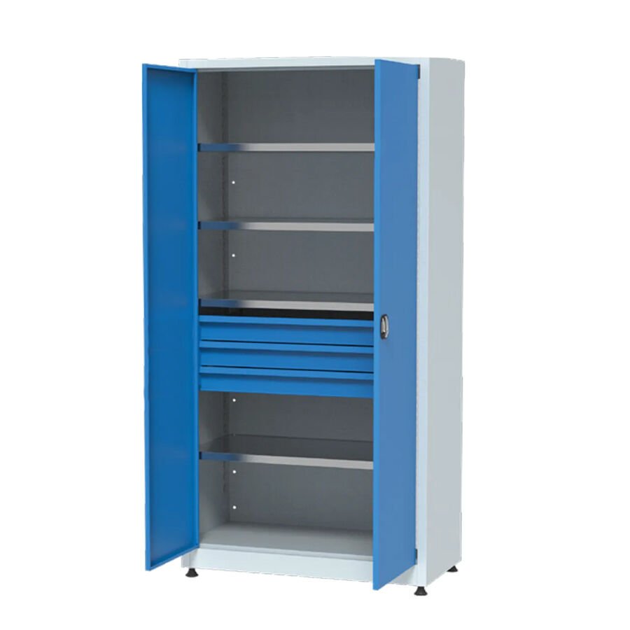 GLS Garaj 6342 Malzeme Dolabı 3 Çekmeceli Raflı Kilitli Kapılı