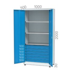 GLS Garaj 6346 Malzeme Dolabı 6 Çekmeceli 3 Raflı Kilitli Kapılı