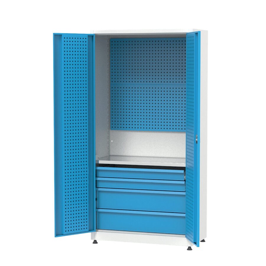 GLS Garaj 6364 Malzeme Dolabı Asma Panolu 4 Çekmeceli 1 Raflı