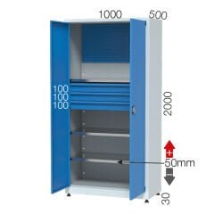 GLS Garaj 6383 Malzeme Dolabı Askı Panolu Çekmeceli ve Raflı