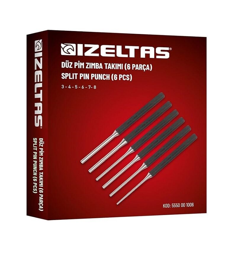 İzeltaş 5550 00 1006 Düz Pim Zımba Takımı 6 Parça