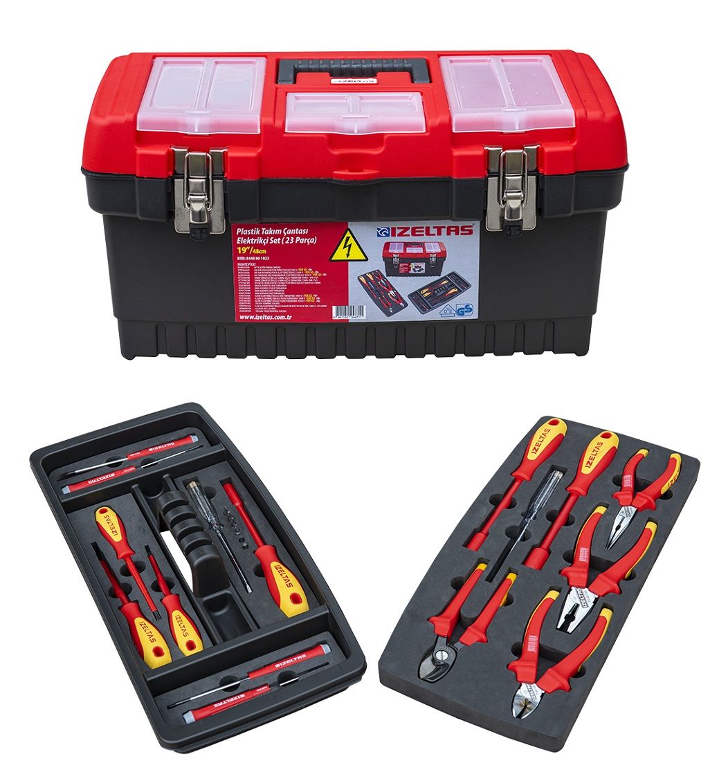 İzeltaş 8440 00 1023 Elektrikçi Plastik Takım Çantası Dolu