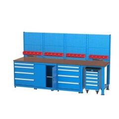 GLS Garaj 3423 Çalışma Tezgahı Askı Panolu ve Takım Arabalı