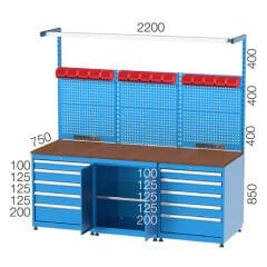GLS Garaj 3424 Çalışma Tezgahı Askı Panolu Işıklı ve Prizli