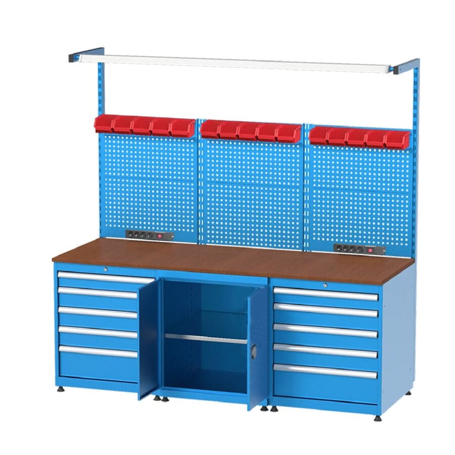 GLS Garaj 3424 Çalışma Tezgahı Askı Panolu Işıklı ve Prizli