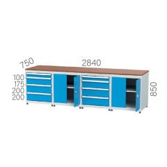 GLS Garaj 3426 4'lü Çalışma Bankosu 8 Çekmeceli 2 Dolaplı