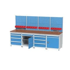 GLS Garaj 3427 4'lü Çalışma Bankosu Asma Panolu Malzeme Raflı