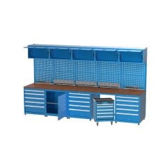 GLS Garaj 3501 Çalışma Tezgahı Askı Panolu Dosya Dolaplı Çekmeceli