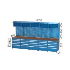 GLS Garaj 3503 Çalışma Tezgahı Askı Panolu Dosya Dolaplı Çekmeceli