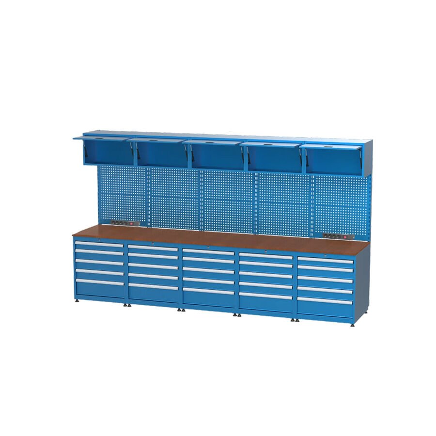 GLS Garaj 3503 Çalışma Tezgahı Askı Panolu Dosya Dolaplı Çekmeceli