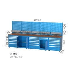 GLS Garaj 3507 Çalışma Tezgahı Askı Panolu Avadanlık Kutulu