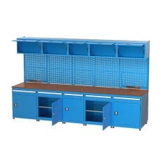 GLS Garaj 3508 Çalışma Tezgahı Askı Panolu Dolaplı 5 Çekmeceli