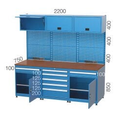 GLS Garaj 3529 Çalışma Tezgahı Askı Panolu Dolaplı Çekmeceli