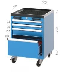 GLS Garaj 2740 Takım Arabası 3 Çekmeceli 1 Adet CNC Çekmeceli