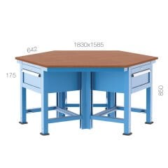 GLS Garaj 3875 3 Dolaplı 3 Çekmeceli Altıgen Çalışma Tezgahı