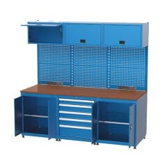 GLS Garaj 3546 Çalışma Tezgahı Askı Panolu Dolaplı Çekmeceli