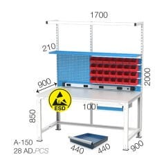 GLS Garaj 3657 Elektronikçi Çalışma Masası Raflı Avadanlık Kutulu