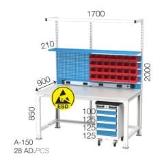 GLS Garaj 3659 Elektronikçi Çalışma Masası Raflı Takım Arabalı
