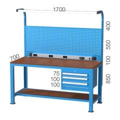 GLS Garaj 3770 Çalışma Tezgahı Askı Panolu Işıklı 3 Çekmeceli