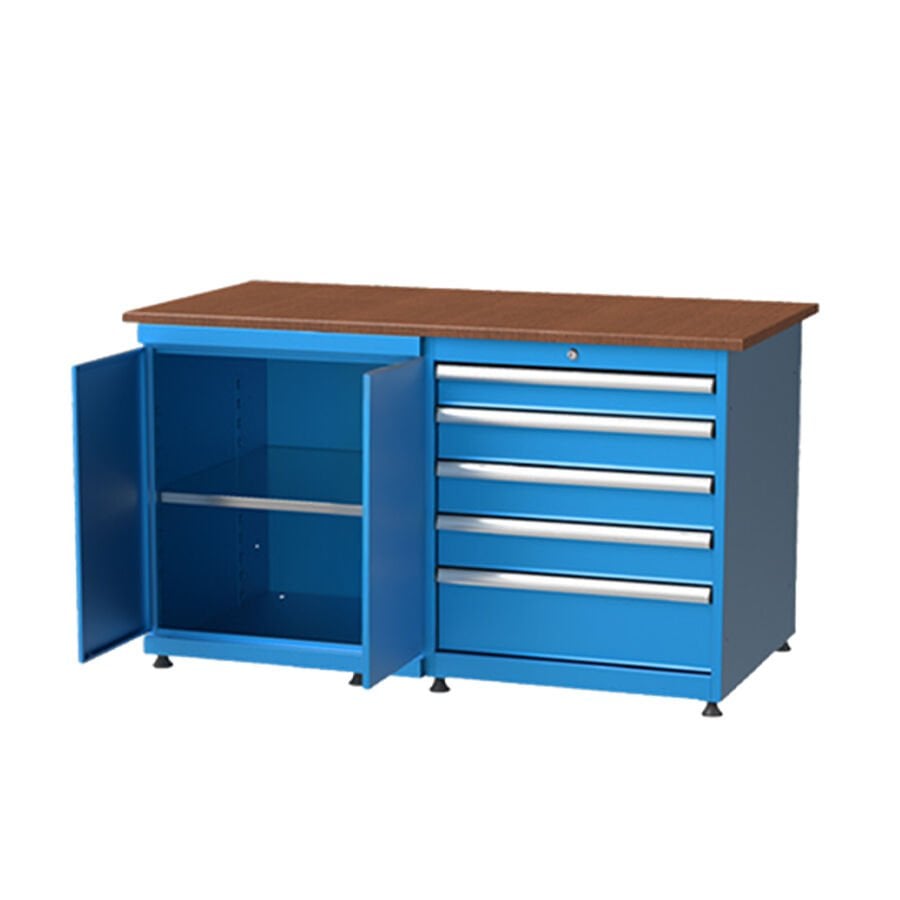 GLS Garaj 3905 Çalışma Tezgahı Kapaklı Dolaplı 5 Çekmeceli