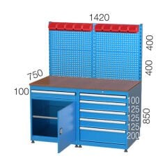 GLS Garaj 3915 Çalışma Tezgahı Askı Panolu Avadanlık Kutulu