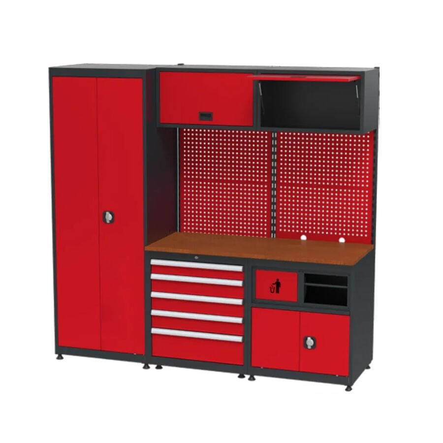 GLS Garaj 8935 Çalışma Tezgahı Malzeme Dolaplı Askı Panolu Çekmeceli