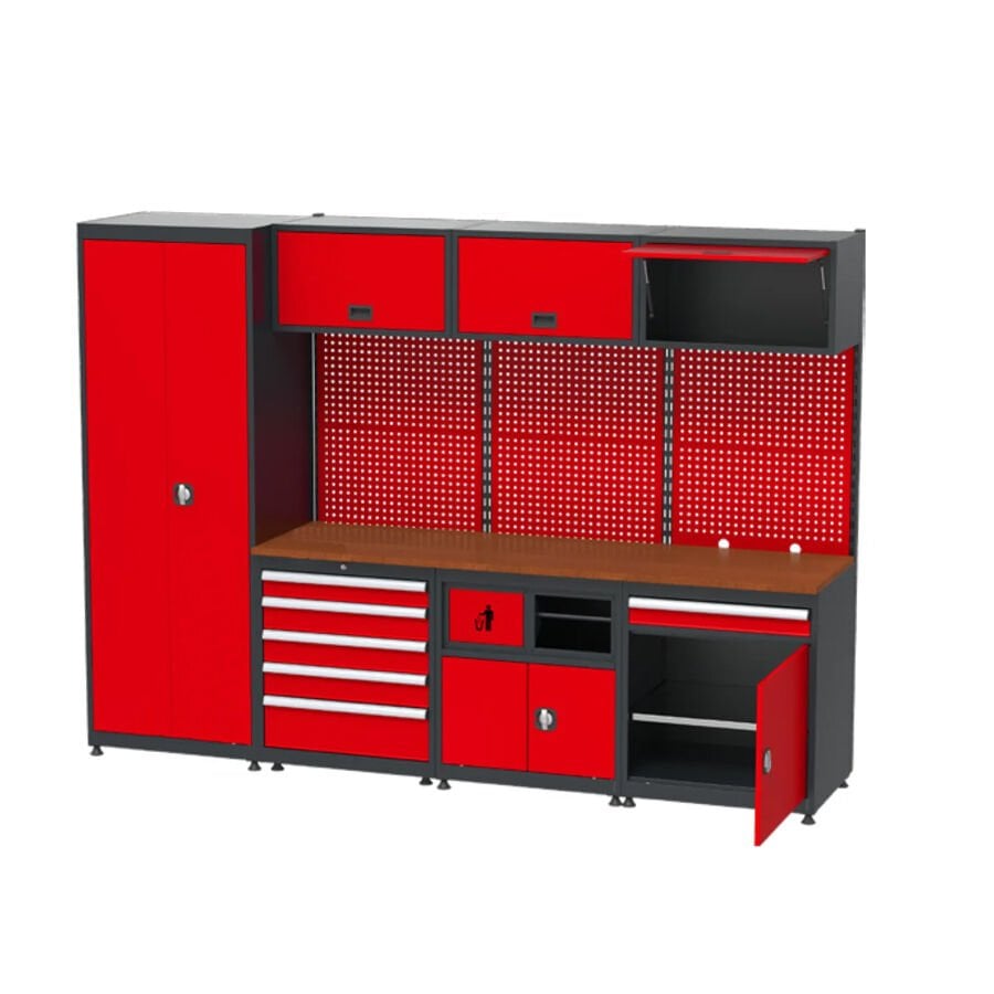 GLS Garaj 8940 Çalışma Tezgahı Malzeme Dolaplı Askı Panolu Çekmeceli