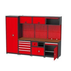 GLS Garaj 8940 Çalışma Tezgahı Malzeme Dolaplı Askı Panolu Çekmeceli