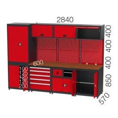 GLS Garaj 8950 Çalışma Tezgahı Malzeme Dolaplı Askı Panolu Çekmeceli