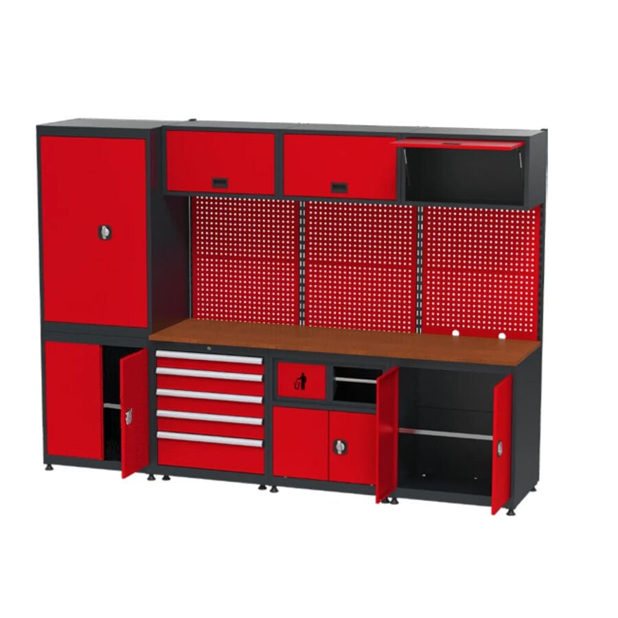 GLS Garaj 8950 Çalışma Tezgahı Malzeme Dolaplı Askı Panolu Çekmeceli