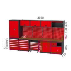 GLS Garaj 8960 Çalışma Tezgahı Malzeme Dolaplı Takım Arabalı