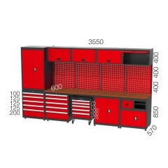 GLS Garaj 8960 Çalışma Tezgahı Malzeme Dolaplı Takım Arabalı