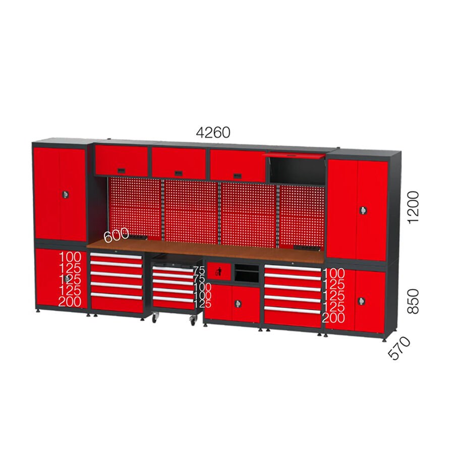 GLS Garaj 8965 Çalışma Tezgahı Malzeme Dolaplı Takım Arabalı