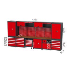 GLS Garaj 8970 Çalışma Tezgahı Malzeme Dolaplı Takım Arabalı