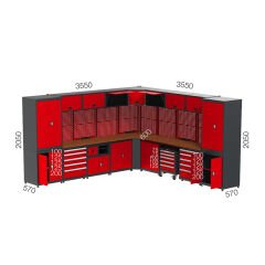GLS Garaj 8985 Çalışma Tezgahı Köşeli Malzeme Dolaplı Çekmeceli