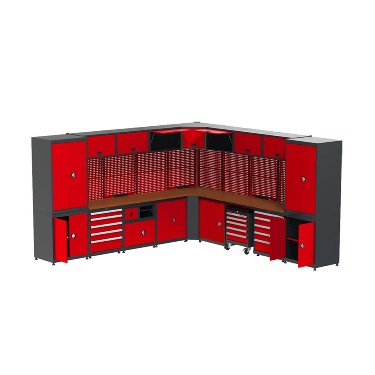 GLS Garaj 8985 Çalışma Tezgahı Köşeli Malzeme Dolaplı Çekmeceli