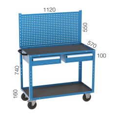 GLS Garaj 8009 Çalışma Arabası 2 Katlı Askı Panolu Çekmeceli