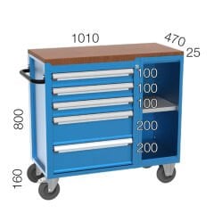 GLS Garaj 8535 Takım Arabası 5 Çekmeceli Yarım Kapaksız Dolaplı