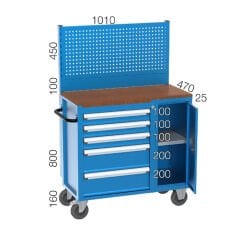 GLS Garaj 8536 Takım Arabası Askı Panolu Yarım Kapılı Çekmeceli