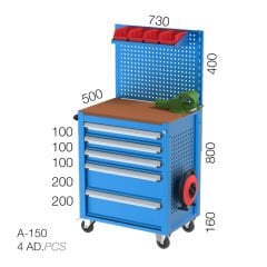 GLS Garaj 8595 Takım Arabası Mengeneli Elektrik Uzatmalı Avadanlık Kutulu