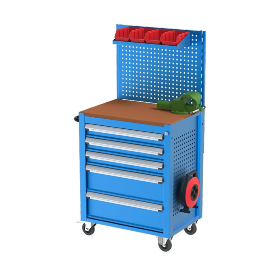 GLS Garaj 8595 Takım Arabası Mengeneli Elektrik Uzatmalı Avadanlık Kutulu