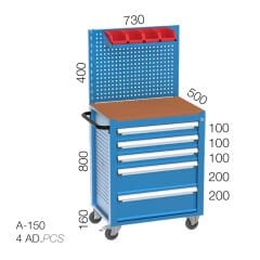 GLS Garaj 8597 Takım Arabası Avadanlık Kutulu 5 Çekmeceli