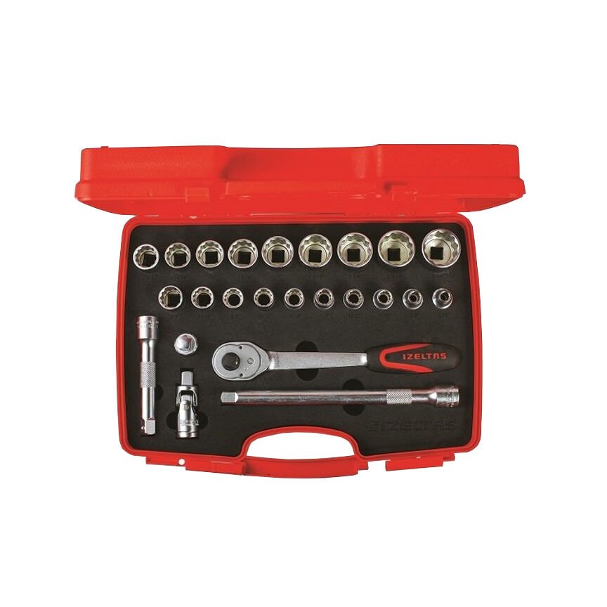 İzeltaş 1114006024 On İki Köşe  Lokma Anahtar Takımı 1/2'' 24 Parça