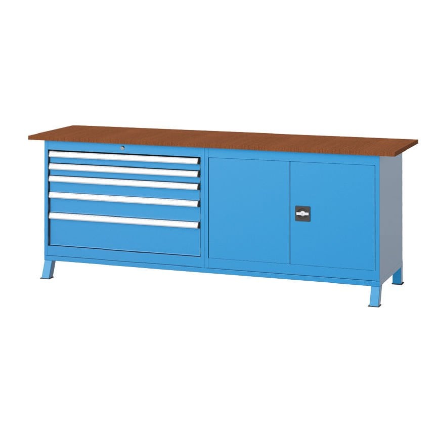 GLS Garaj 3643 Çalışma Tezgahı 5 Çekmeceli Kanat Kapılı Dolaplı