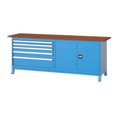 GLS Garaj 3643 Çalışma Tezgahı 5 Çekmeceli Kanat Kapılı Dolaplı