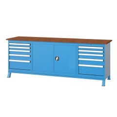 GLS Garaj 3646 Çalışma Tezgahı 10 Çekmeceli Kanat Kapılı Dolaplı