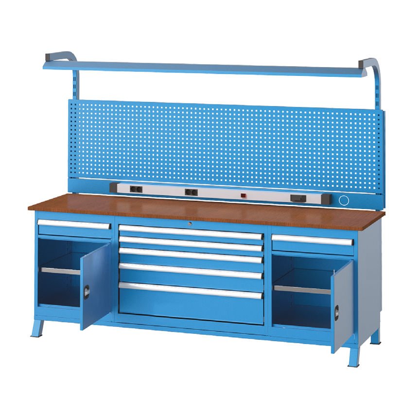 GLS Garaj 3645 Çalışma Tezgahı 7 Çekmeceli 2 Dolaplı Askı Panolu