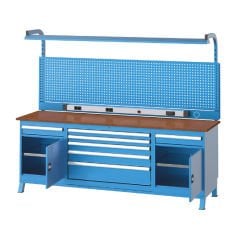 GLS Garaj 3645 Çalışma Tezgahı 7 Çekmeceli 2 Dolaplı Askı Panolu