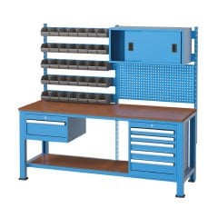 GLS Garaj 3270 Çalışma Tezgahı 6 Çekmeceli Askı Panolu Sürgü Dolaplı