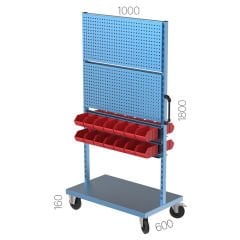 GLS Garaj 4520 Çift Yönlü Askı Panolu Avadanlık Kutulu Tekerlekli Stand